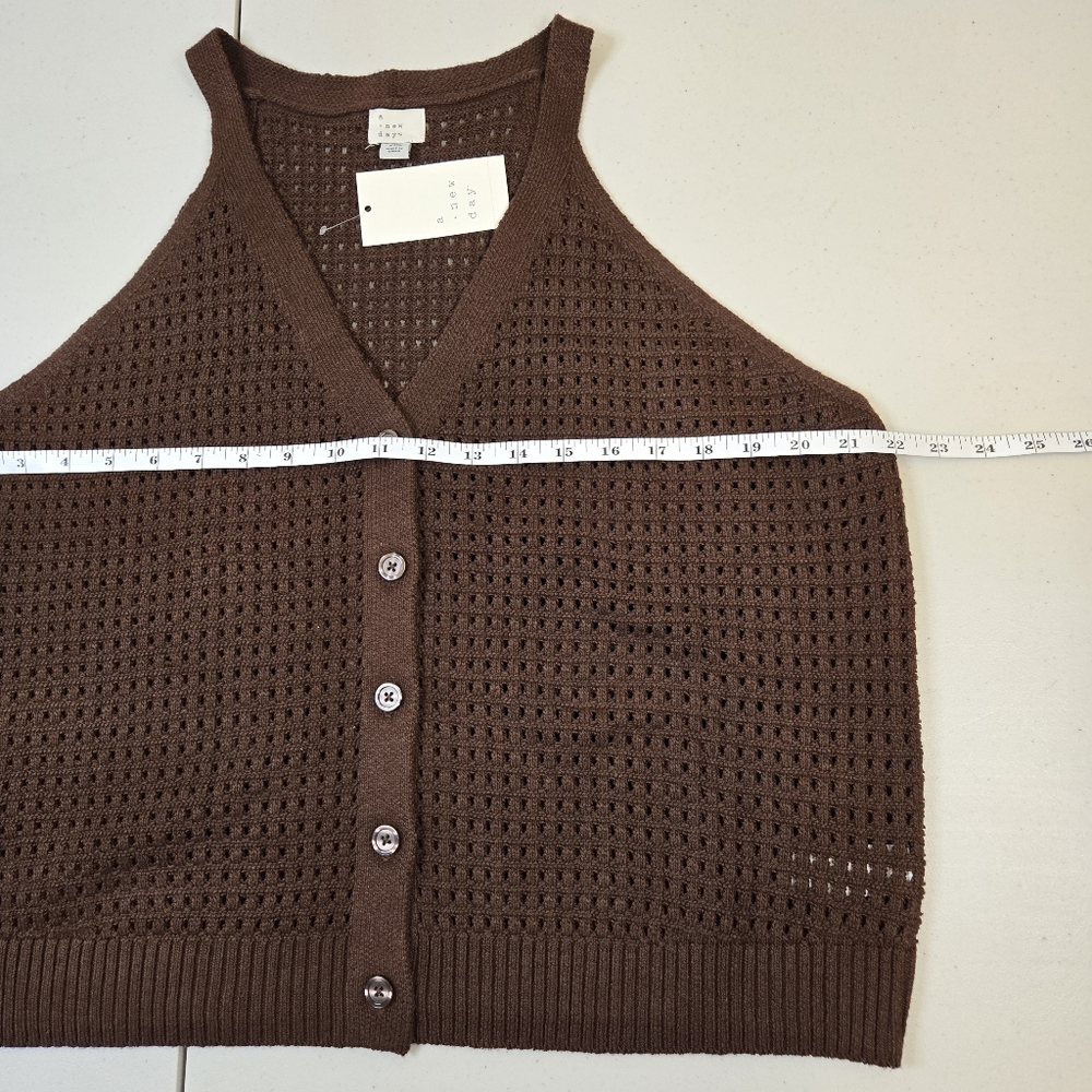 NWT A New Day Chocolate Open Knit Sleeveless Sweater XXL - Picture 12 of 13